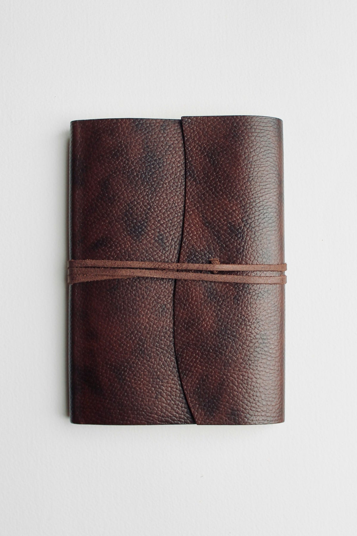 Abstract Painted A6 leather journal, front